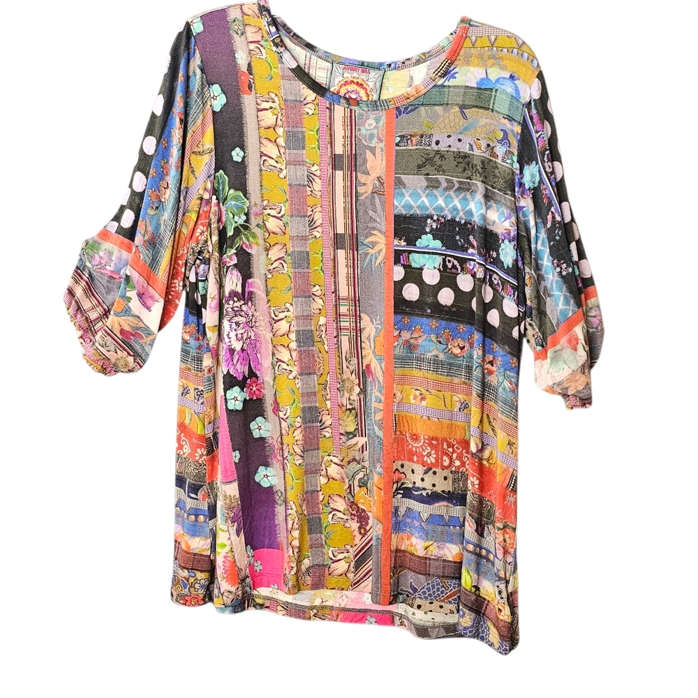 Johnny Was Patchwork Puff Sleeve Sonnet Bamboo We… - image 1